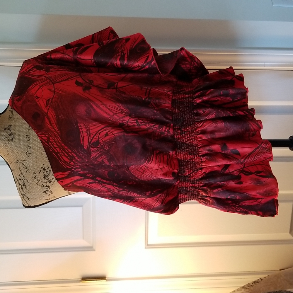 Red and Black sexy one sleeve top